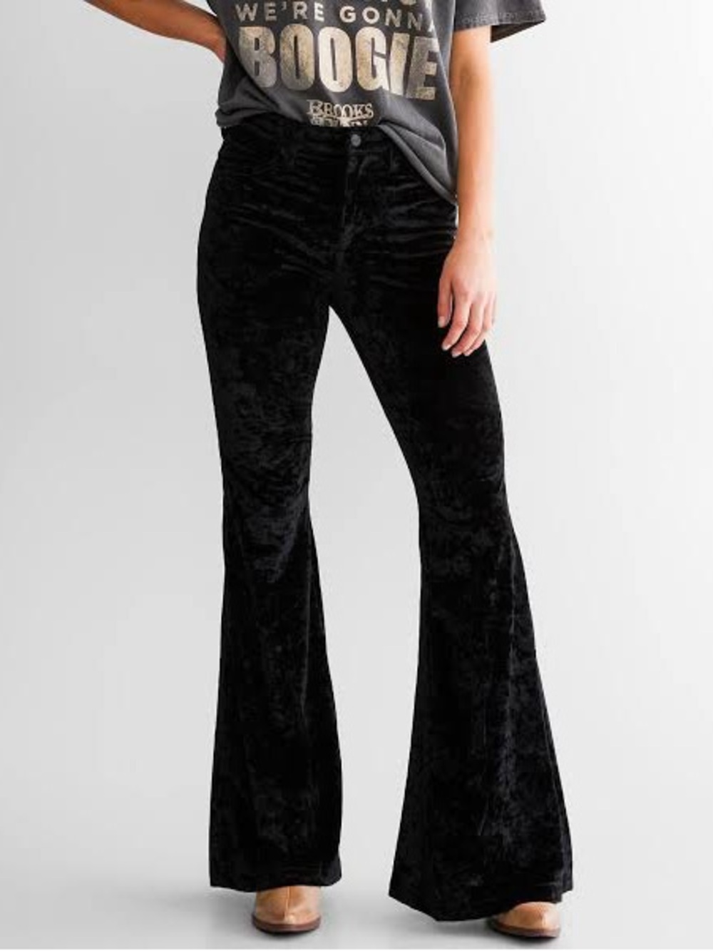 Wrangler Women's Retro Black Velvet Trumpet Flare Jeans